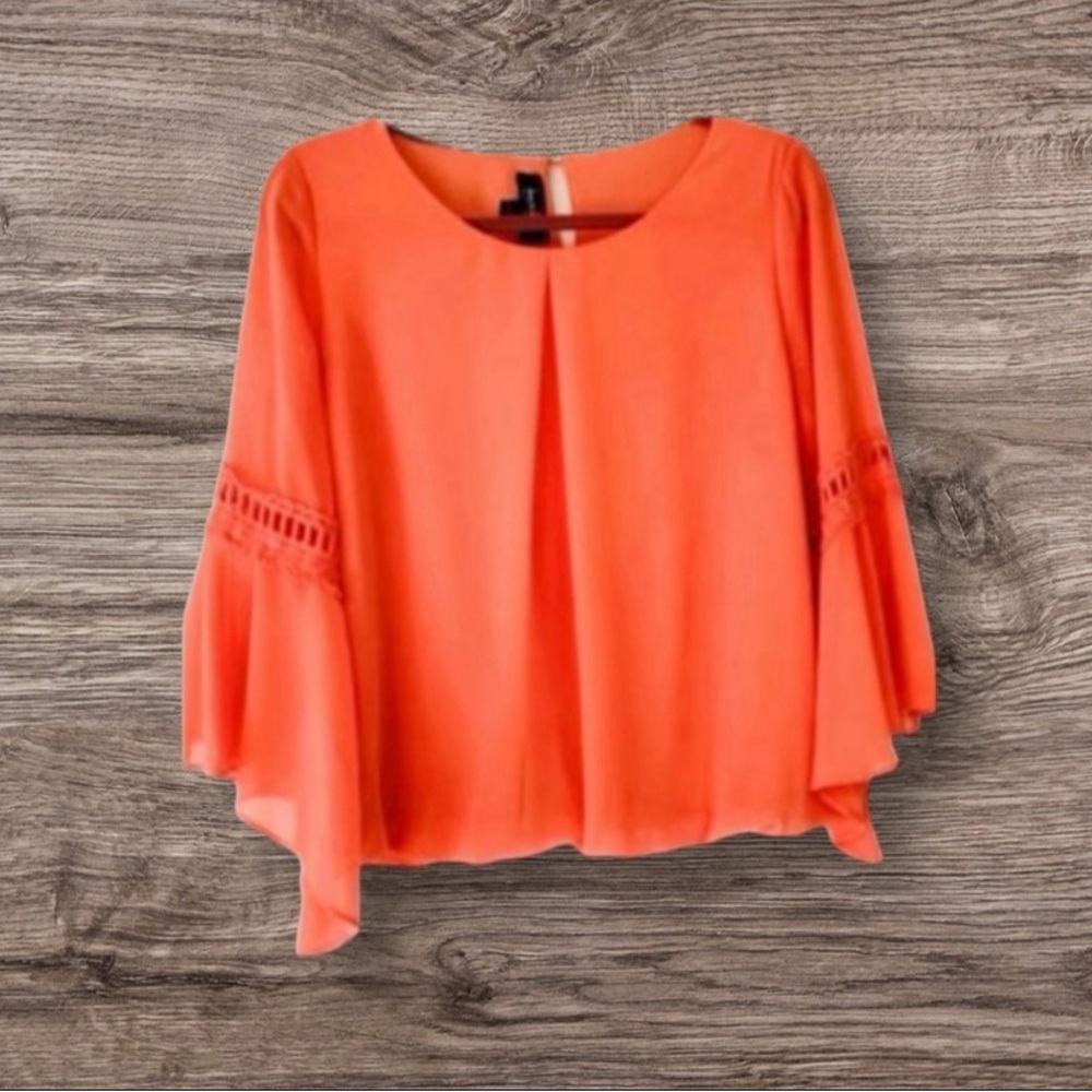 4 for $20 sale on all $5 items Bell Sleeve w/ Crochet details Orange/Peach
